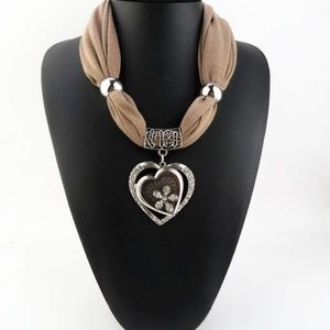 Stunning scarf necklace in tan, dark beige